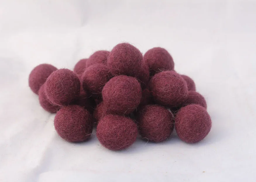 2 cm/20mm Felt Balls-Blue, Purple, Yellow, Brown, Pink