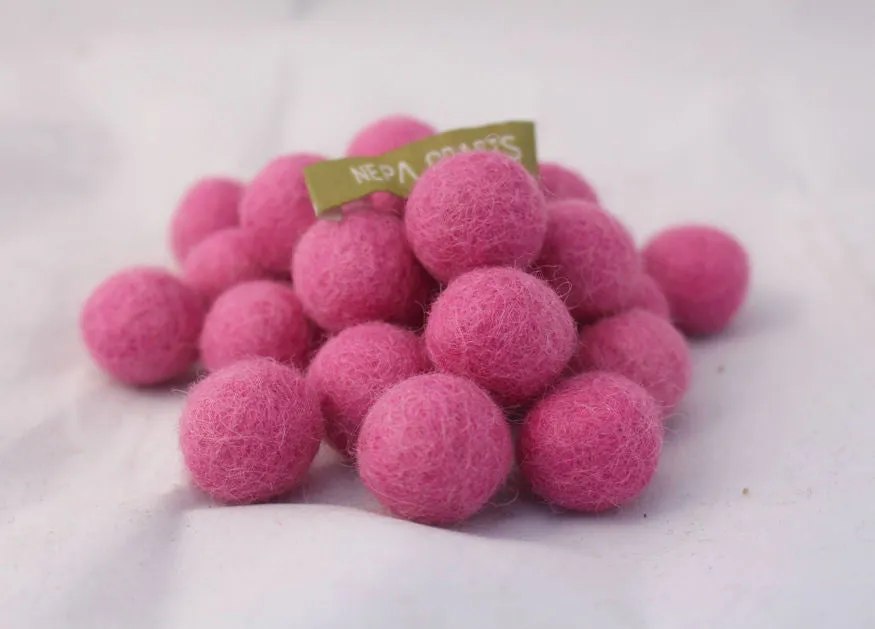 2 cm/20mm Felt Balls-Blue, Purple, Yellow, Brown, Pink