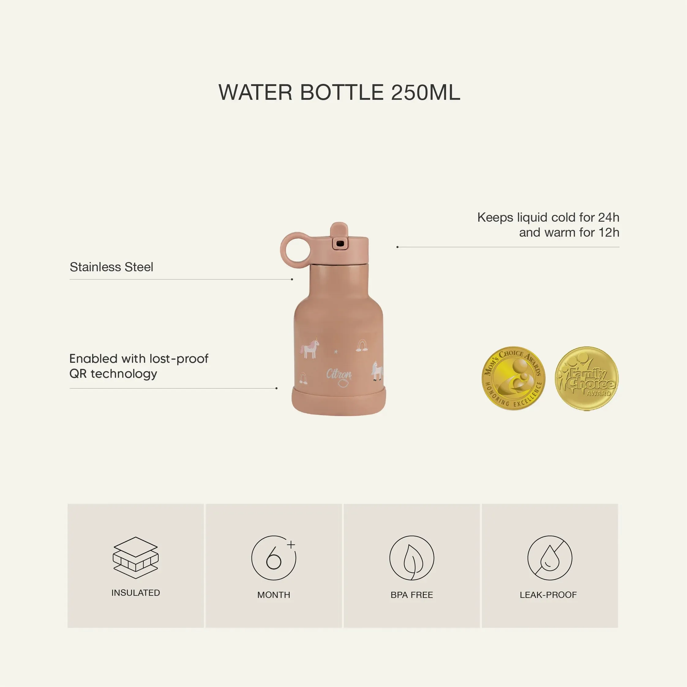 250ml Insulated Water Bottle Spaceship