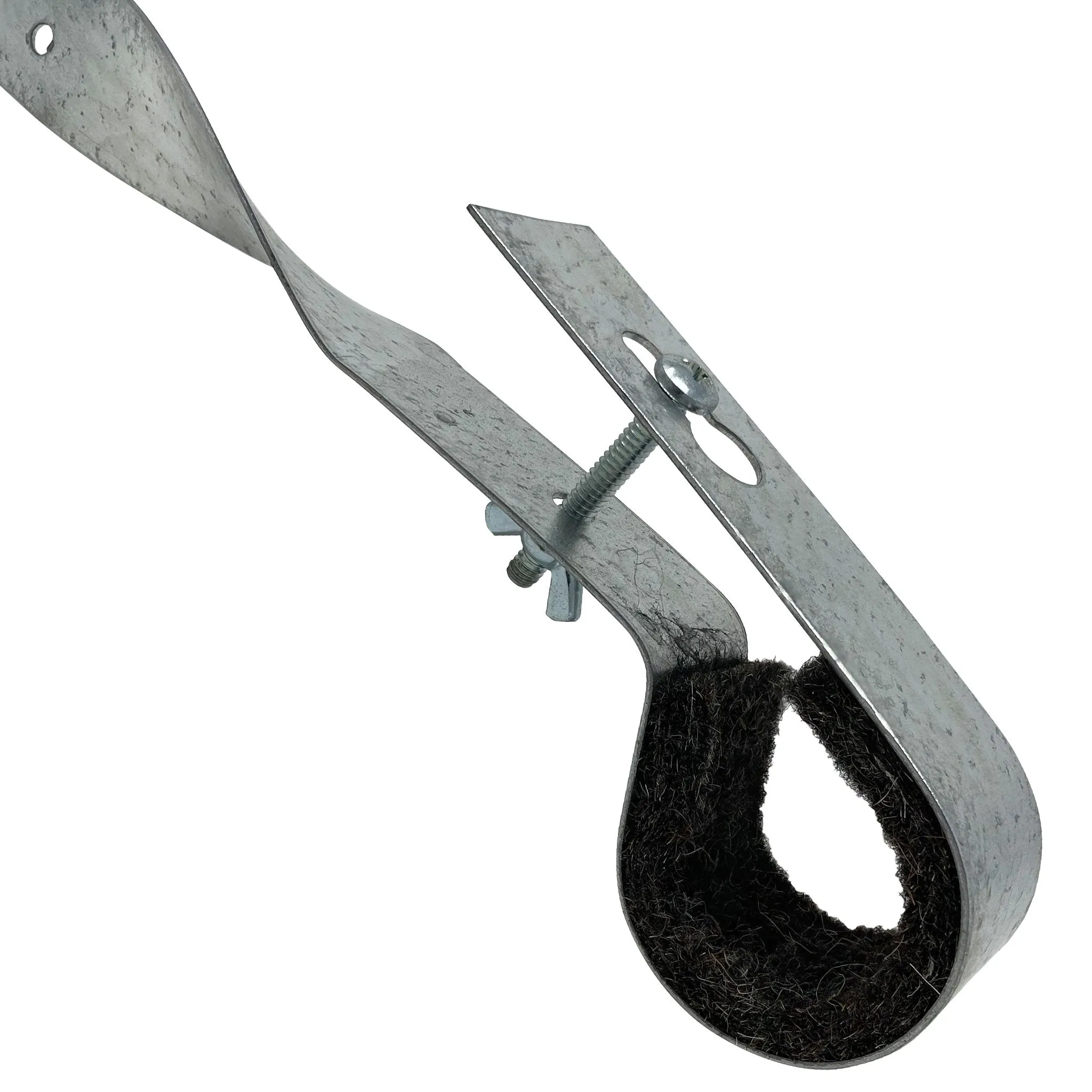 3" all purpose DWV hanger, galvanized 18 gauge steel. Felt lined with locking screws.