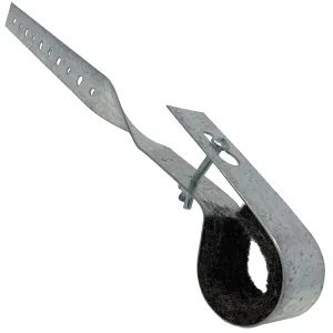3" all purpose DWV hanger, galvanized 18 gauge steel. Felt lined with locking screws.