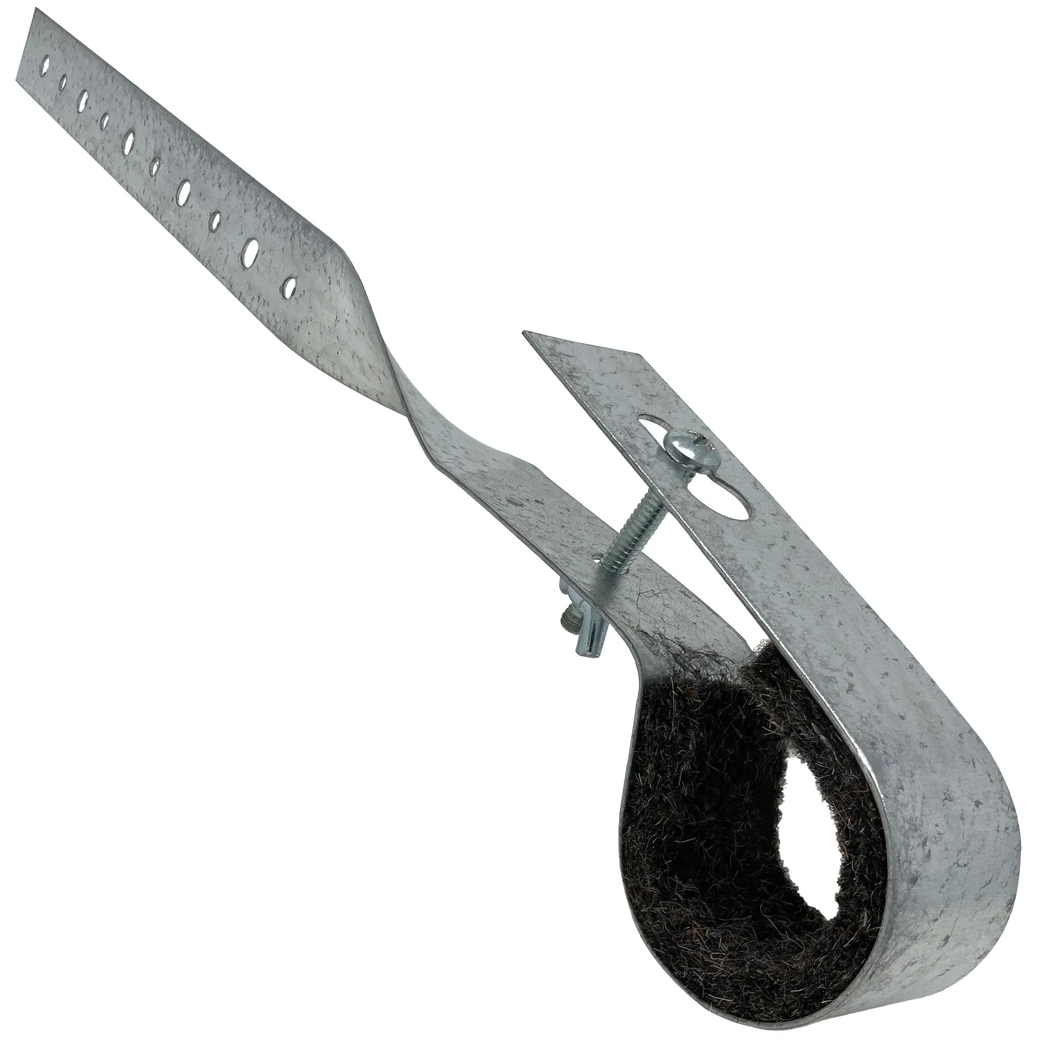 3" all purpose DWV hanger, galvanized 18 gauge steel. Felt lined with locking screws.