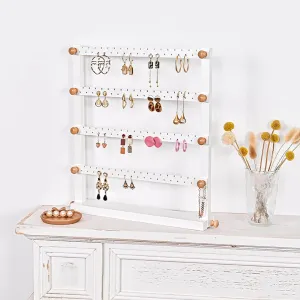 4-Layers Natural Wood Earring Stand with 72 Holes | Lolalet