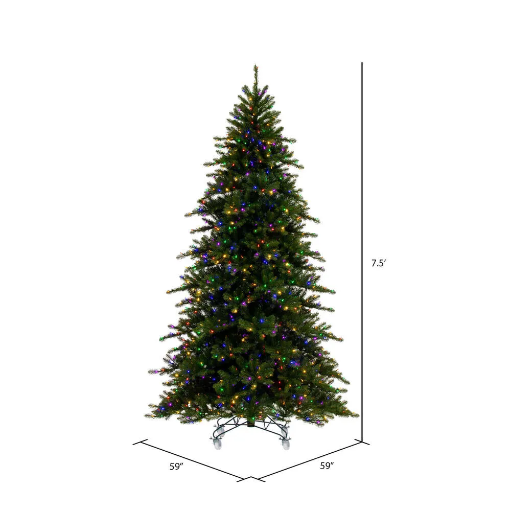 7.5' x 59" Bavarian Pine Artificial Pre-Lit Christmas Tree Multi-Colored Lights.