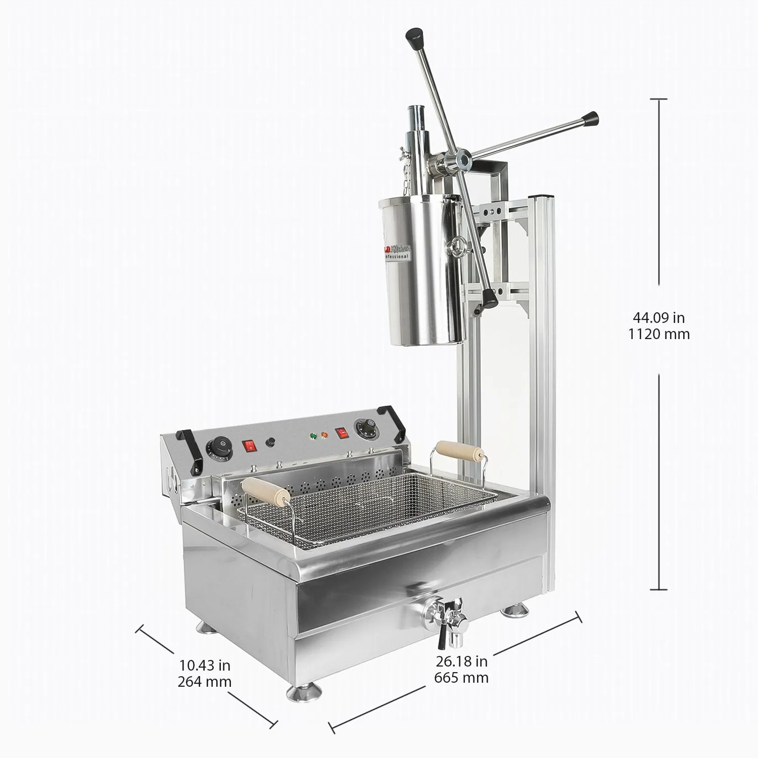 ALD-281 Churro Maker Machine | 3-Hole Nozzles | Manual | Deep Fryer | No plug