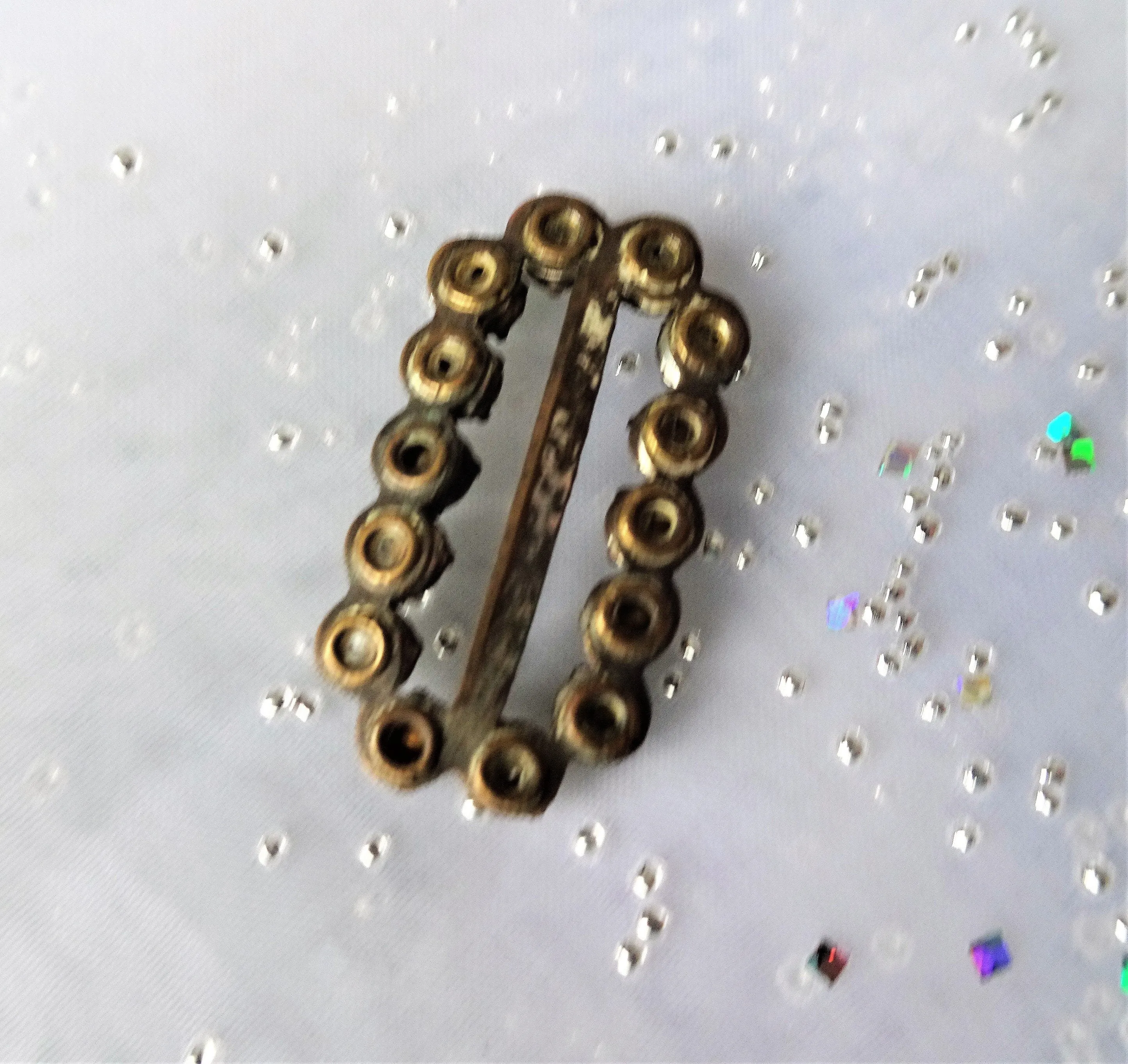 ANTIQUE Georgian Slide Buckle, Cut Glass Paste, Brilliant Glass Stone, Open Back, Wear As Choker Slide, Doll Buckle, Collectible Jewelry