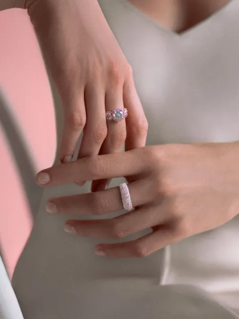 Argyle Pink Diamond 5 Row Band