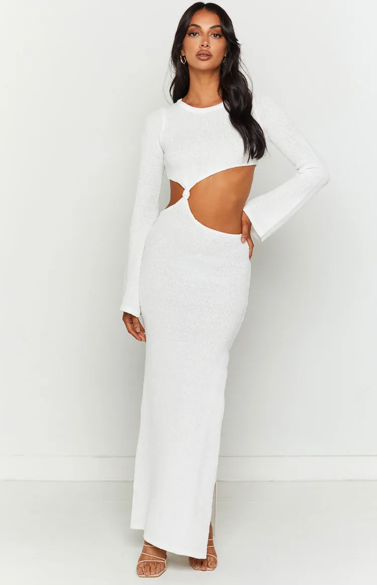 Arya White Long Sleeve Maxi Dress