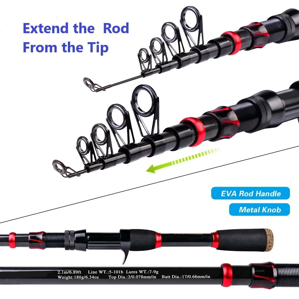 Baitcasting Fishing Rod & Reel Combo Set With Bag and Full Tackle Kit