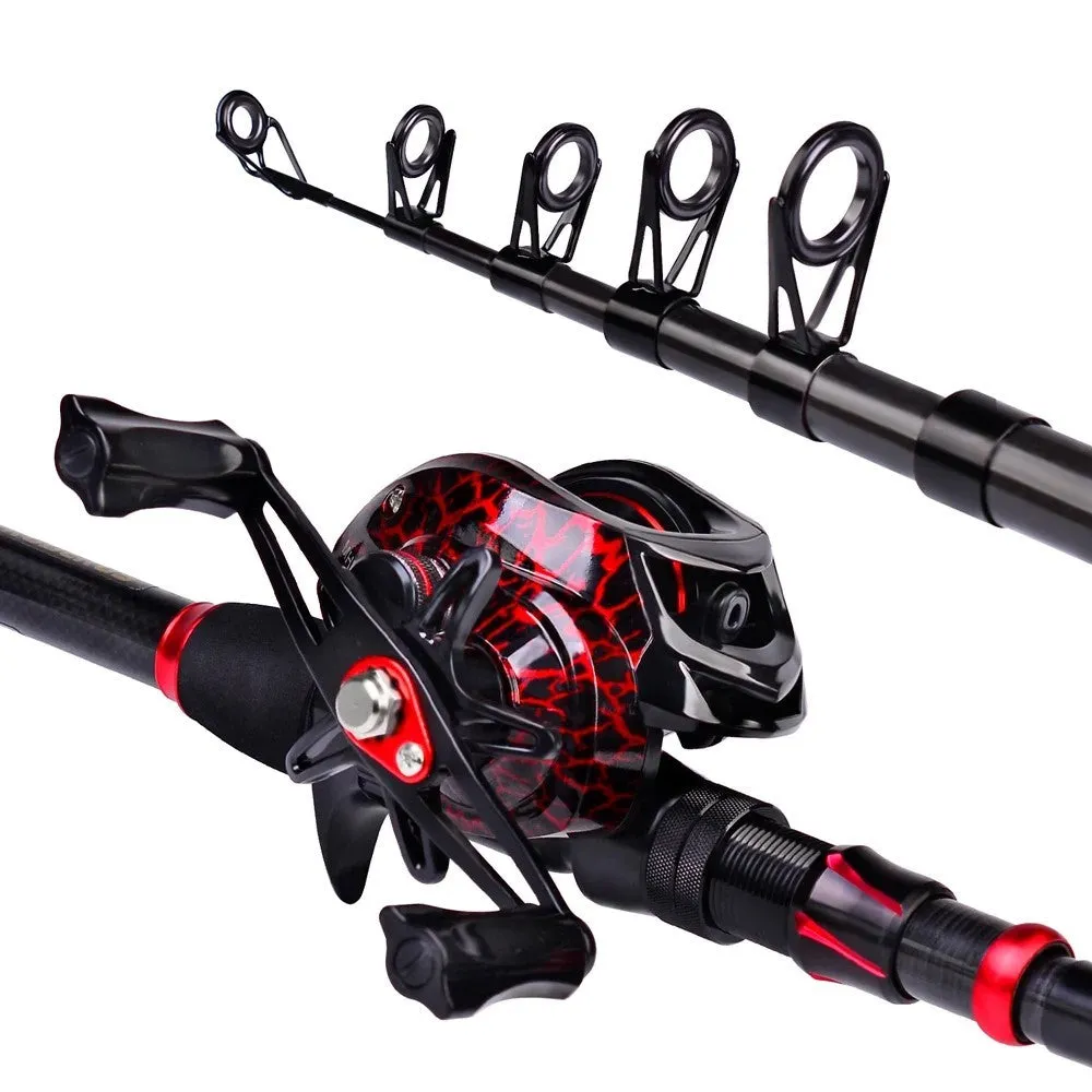 Baitcasting Fishing Rod & Reel Combo Set With Bag and Full Tackle Kit