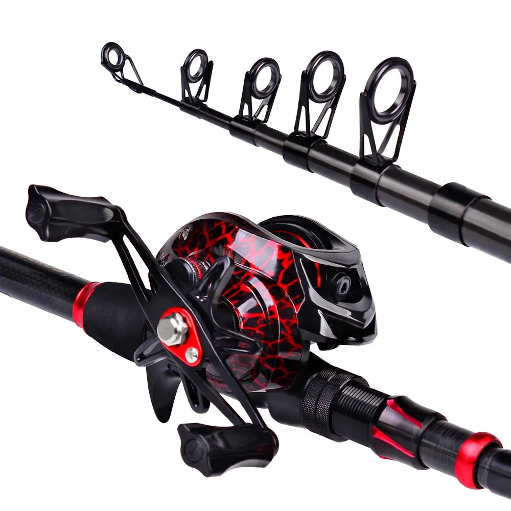 Baitcasting Fishing Rod & Reel Combo Set With Bag and Full Tackle Kit