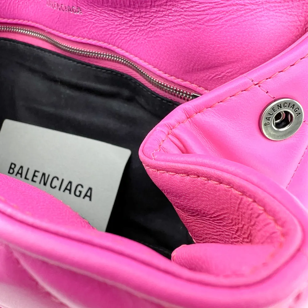 Balenciaga Pink Quilted Leather Touch Puffy Clutch Bag