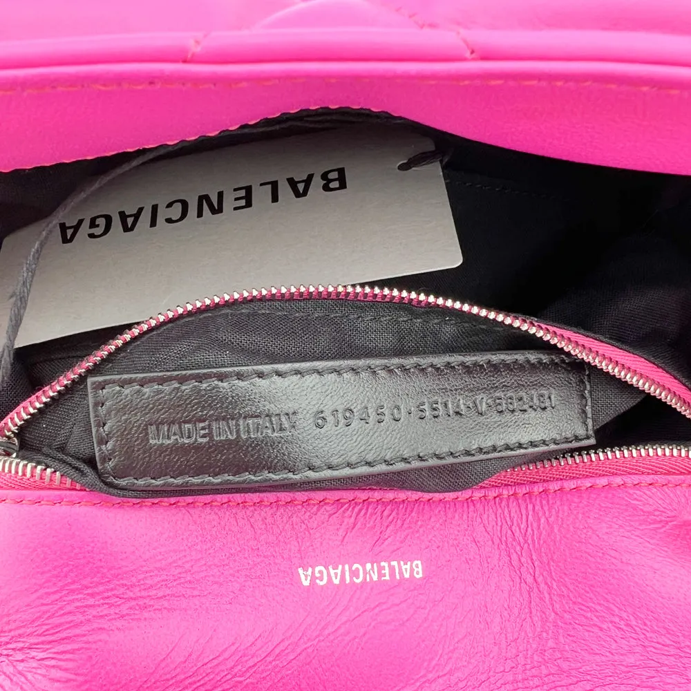 Balenciaga Pink Quilted Leather Touch Puffy Clutch Bag