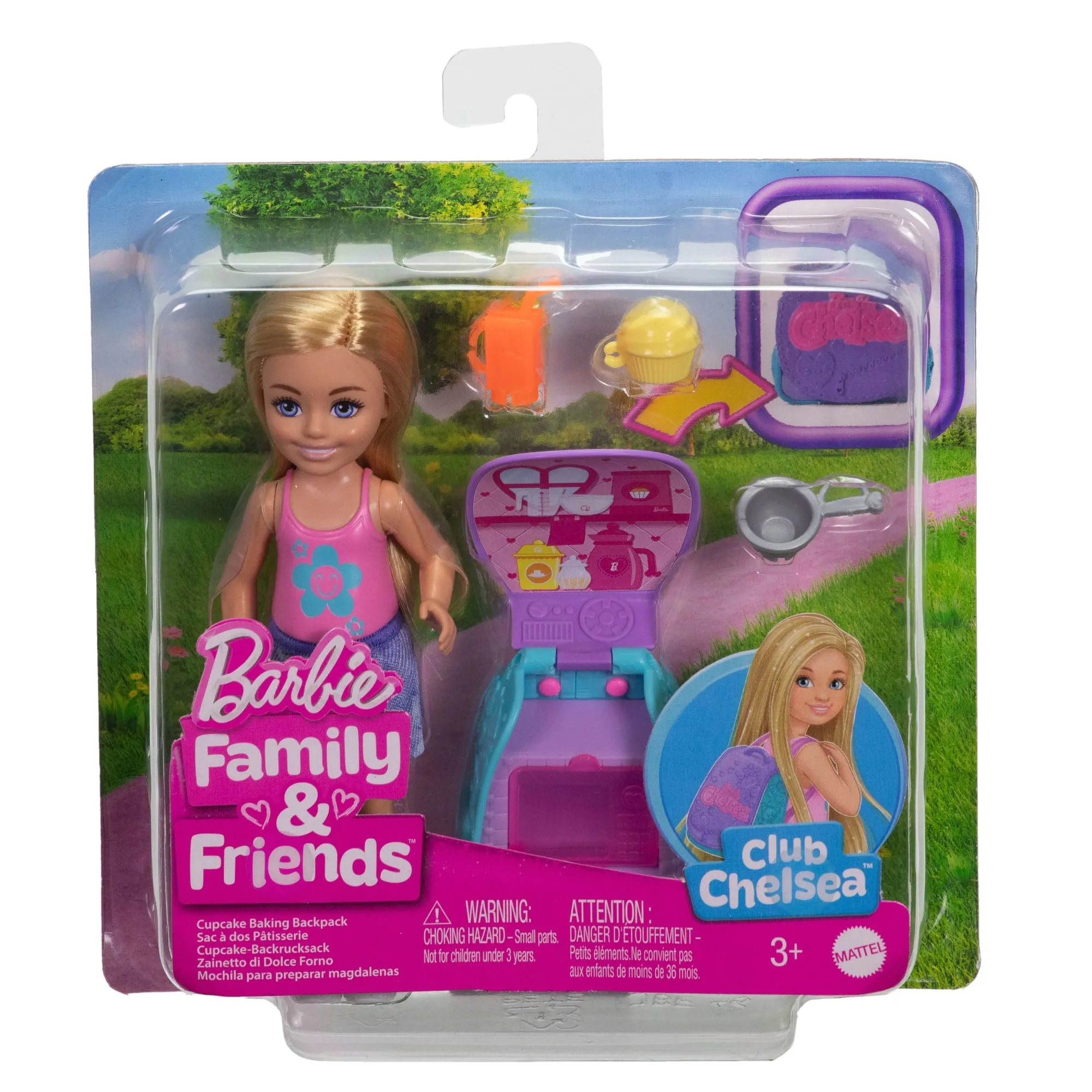 Barbie Family & Friends Chelsea Cupcake Baking Backpack Chelsea Doll And Accessories, Backpack With Cupcake Play Piece