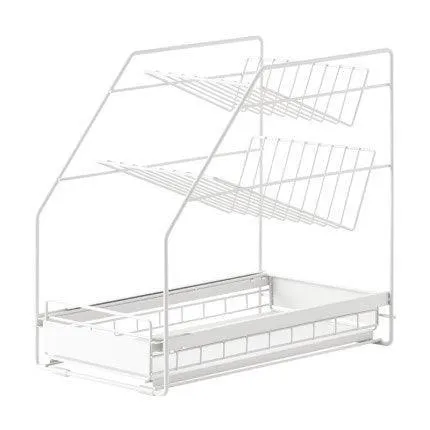 Black & White Carbon Steel Under Sink Storage Organizer Rack Stand For Home & Kitchen
