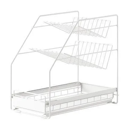 Black & White Carbon Steel Under Sink Storage Organizer Rack Stand For Home & Kitchen