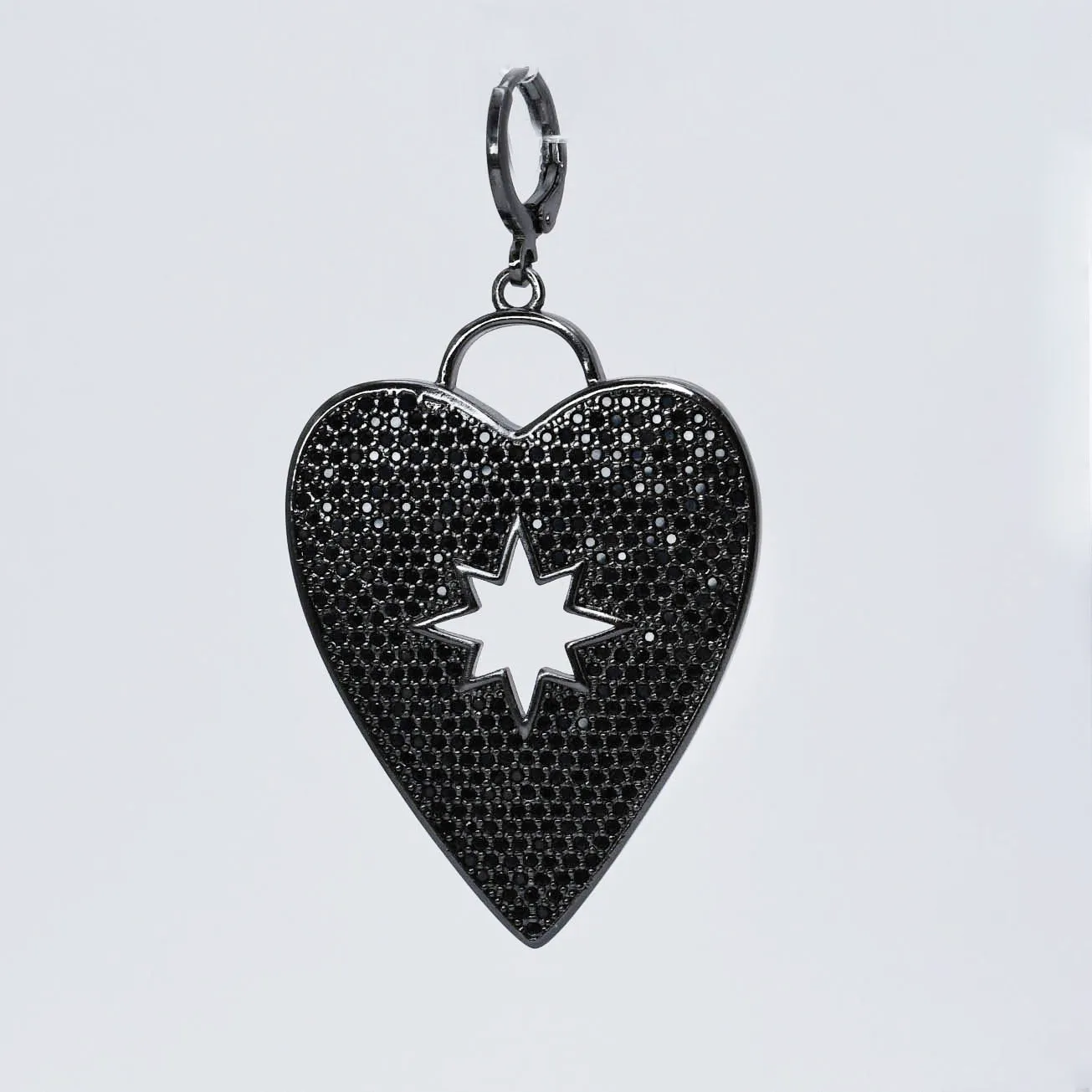Black Pave Heart with Star Shape