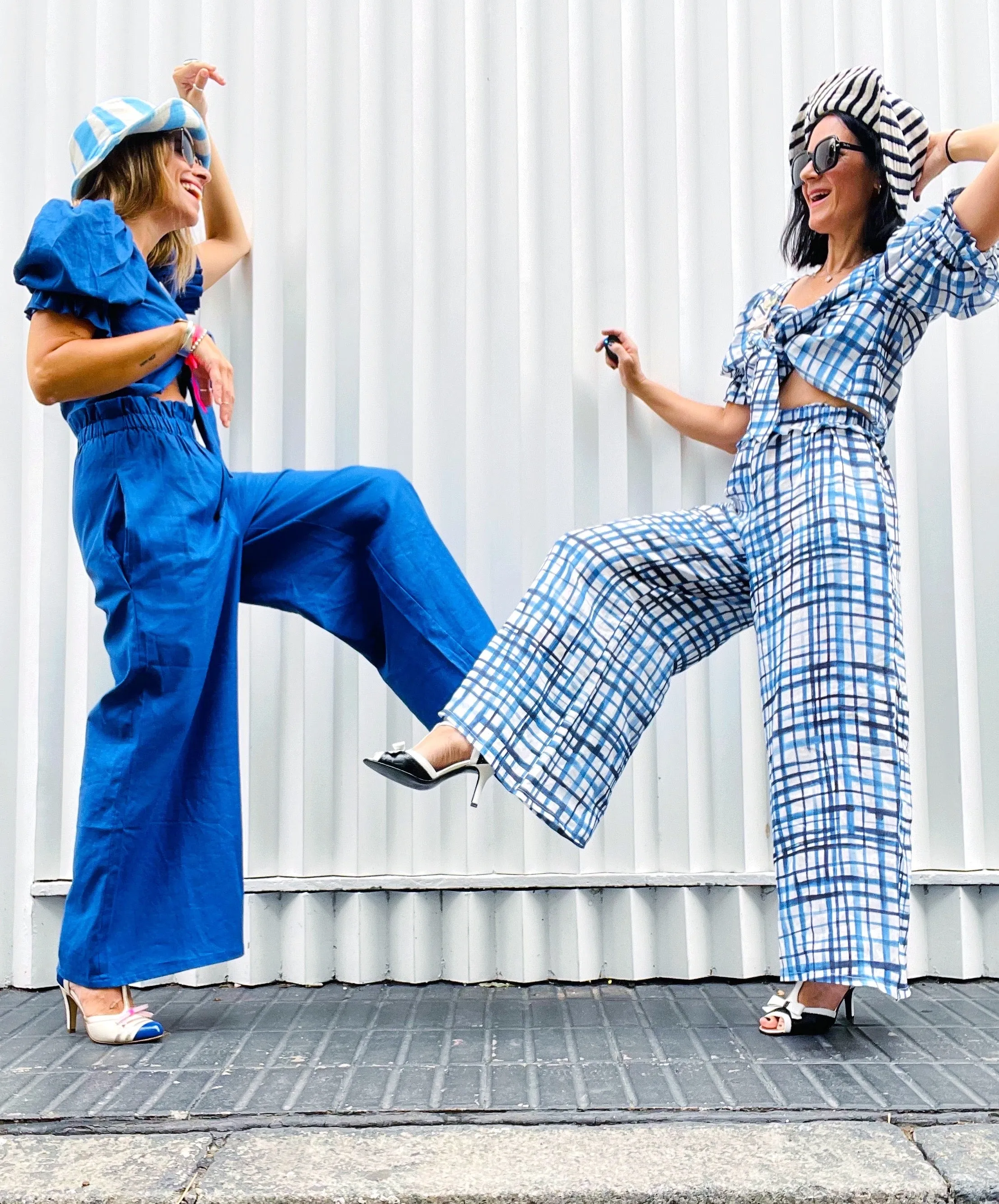 Blue Organic Windowpane Romeo Pants