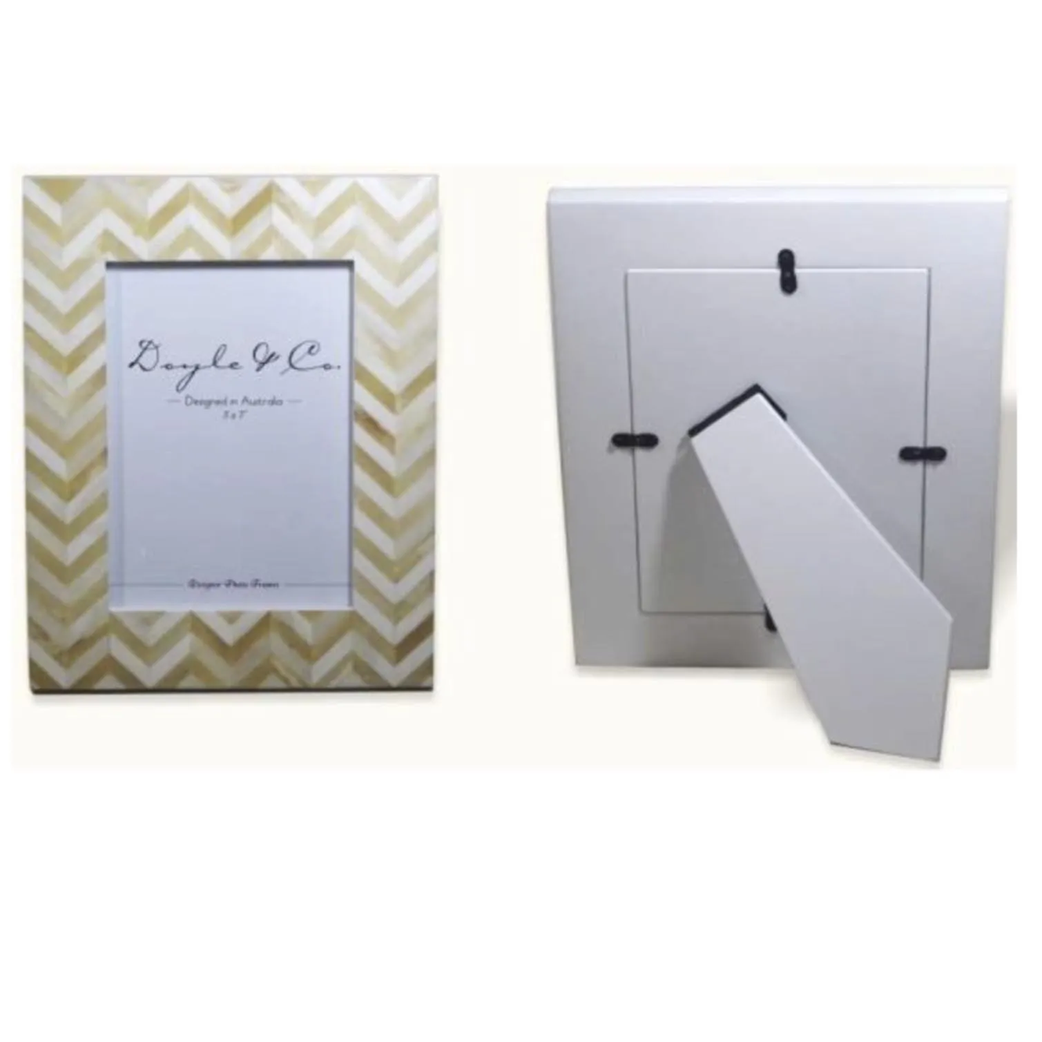 Bone Cream Herringbone Frame | 5 x 7 "