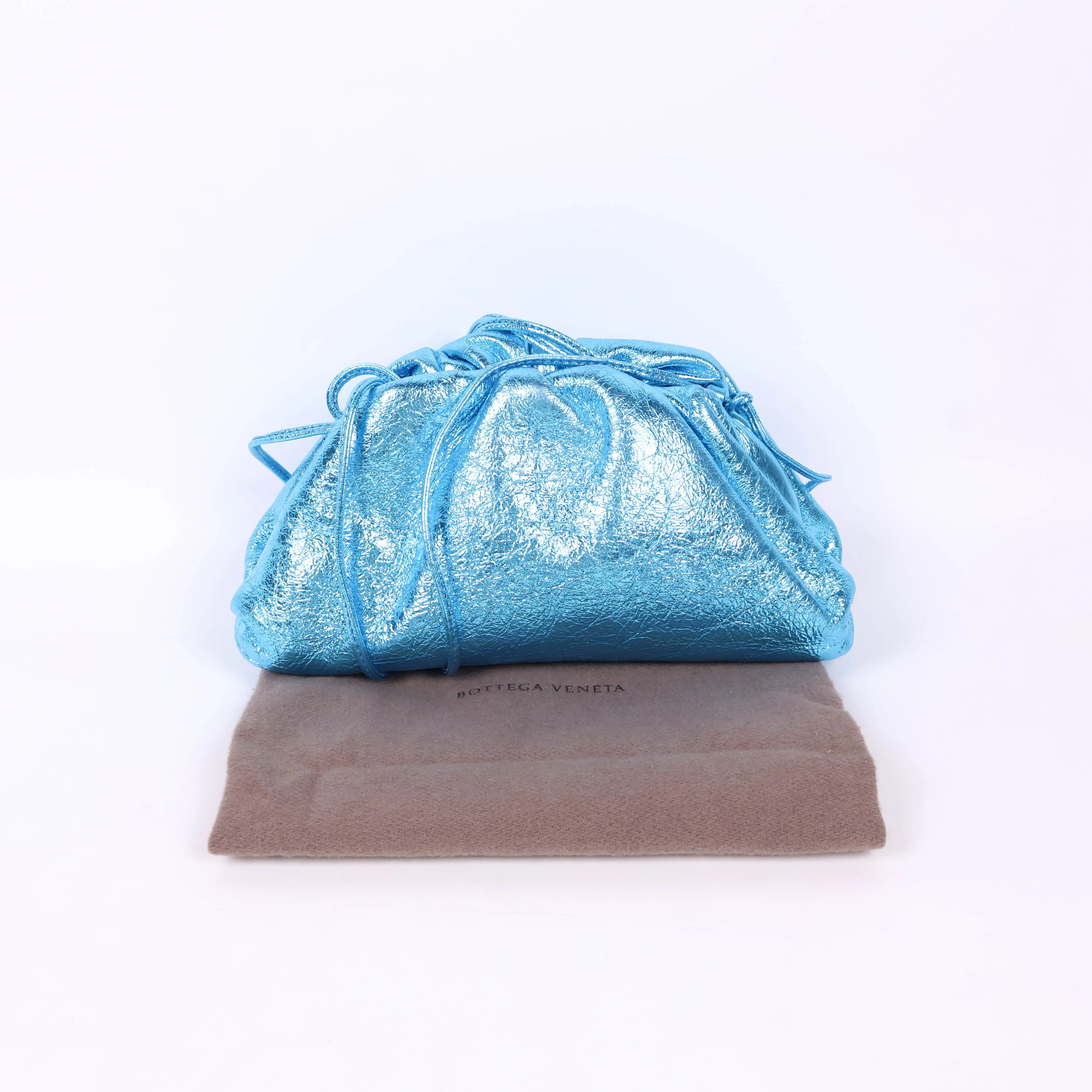 Bottega Veneta Metallic Mini Pouch Blue