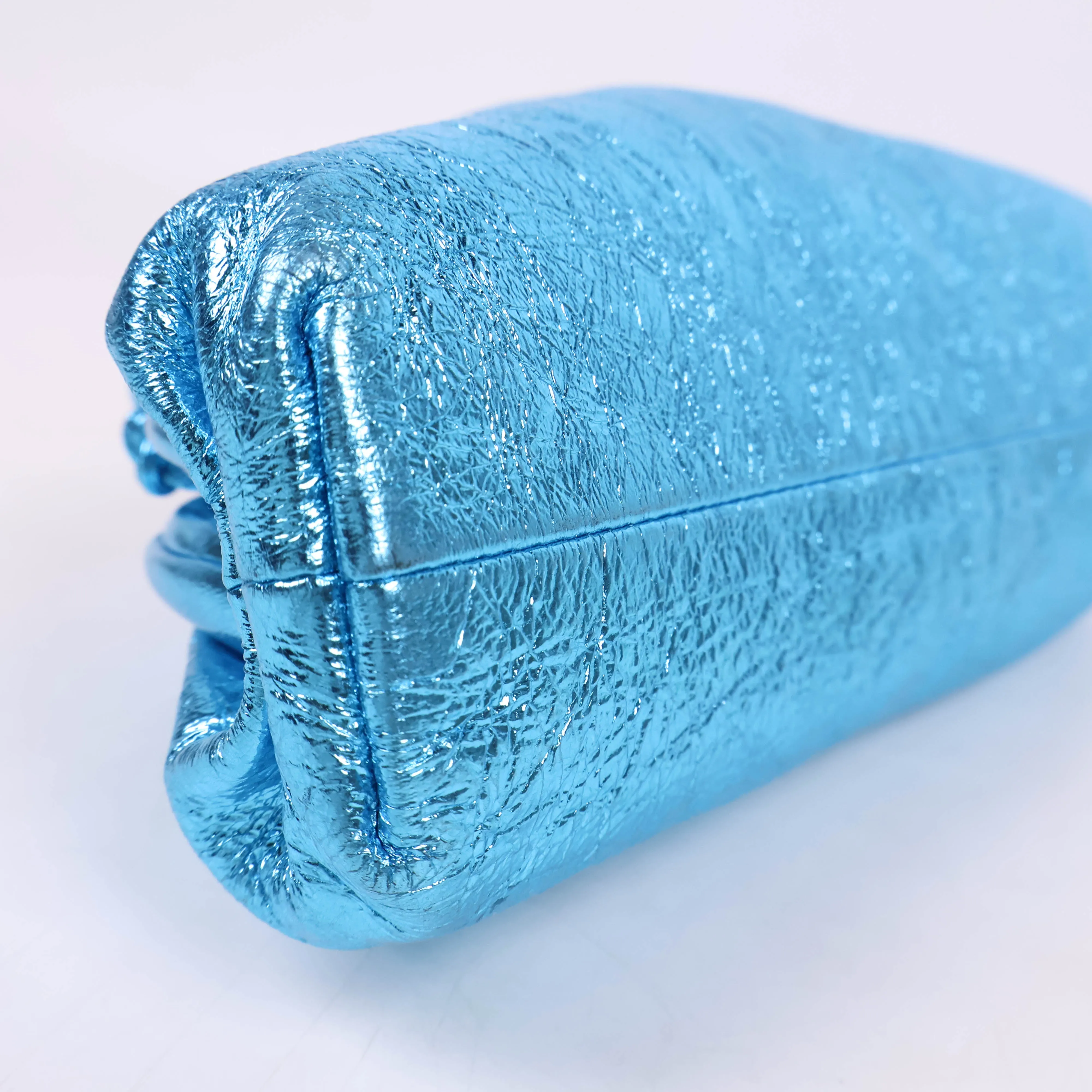 Bottega Veneta Metallic Mini Pouch Blue