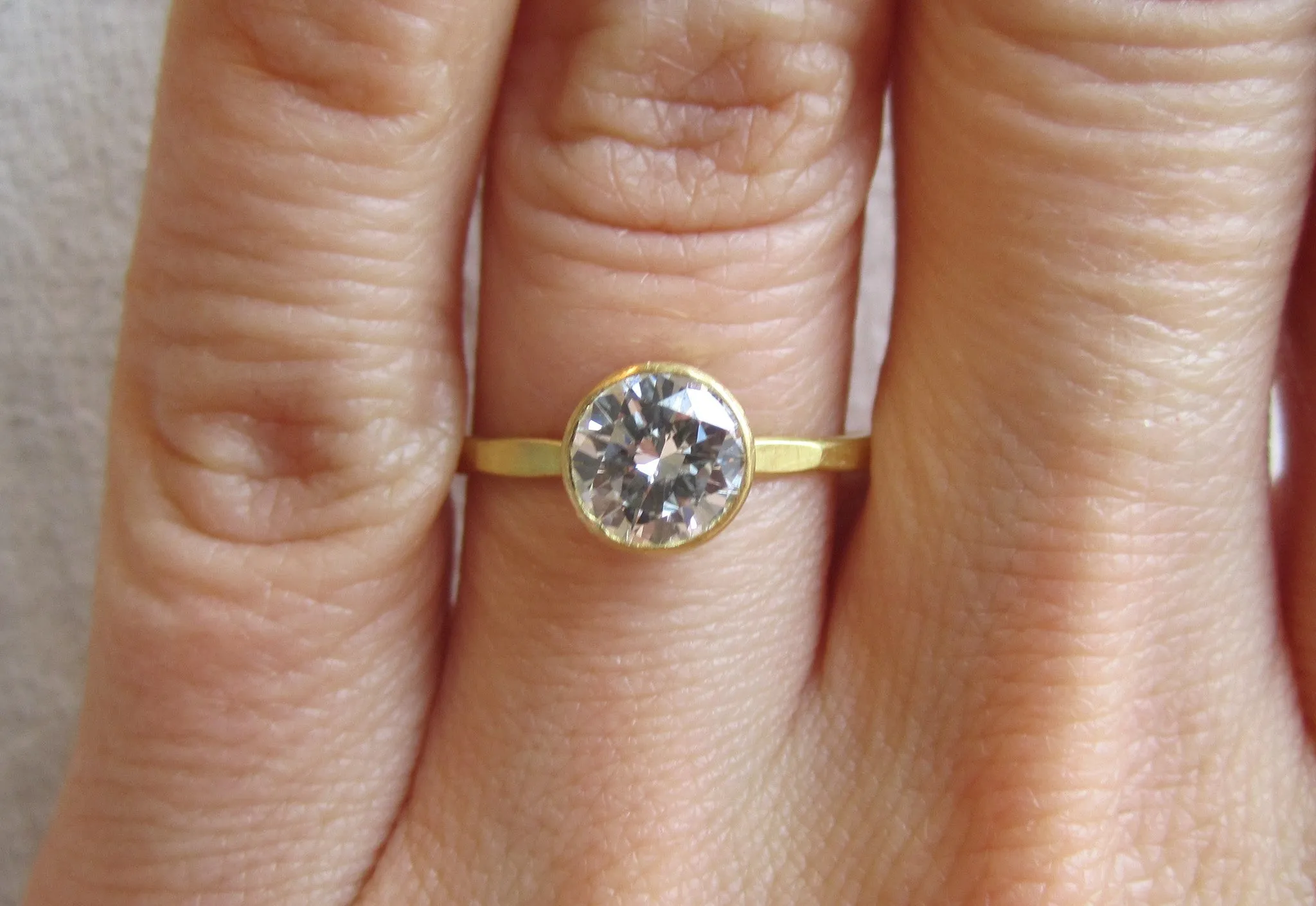 Brilliant Diamond Ring with Hammered Band | .75ct