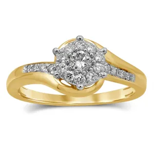 Brilliant Wave Cluster Ring with 1/3ct of Diamonds in 9ct Yellow Gold