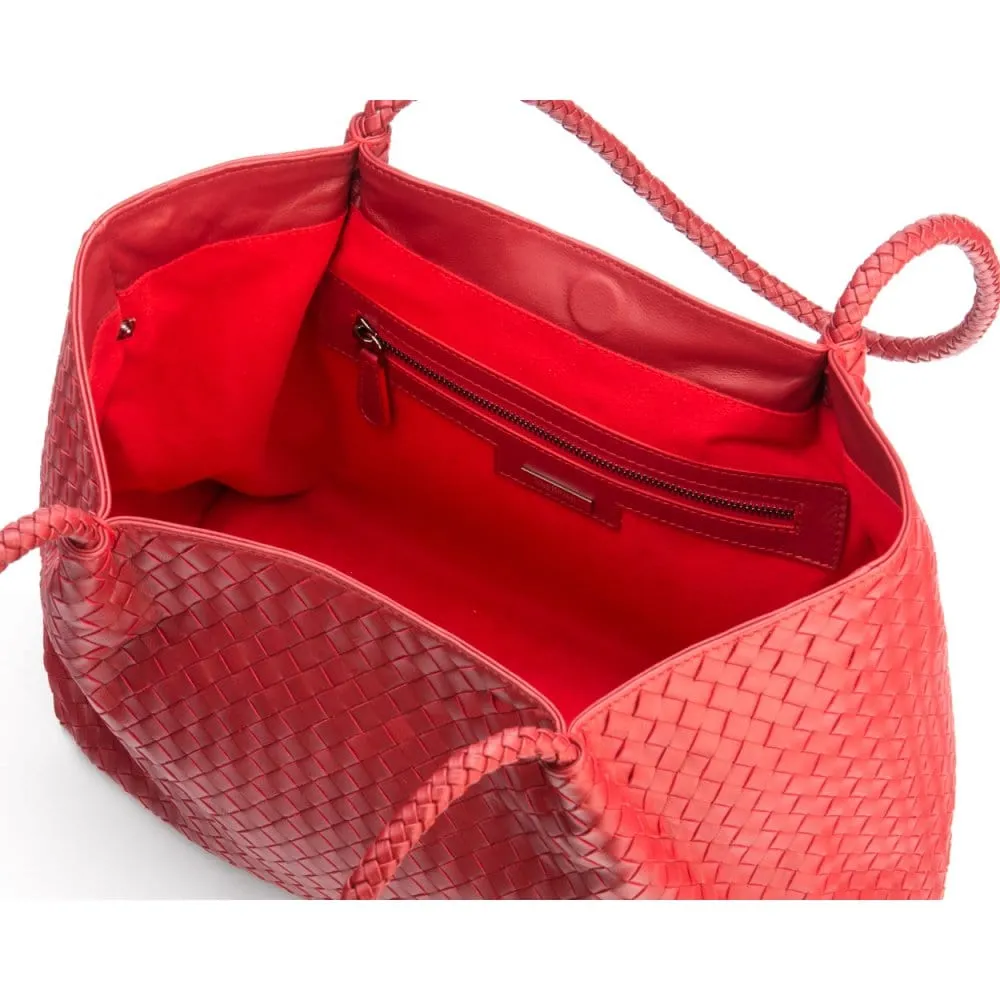 Cassidy Woven Slouchy Bag - Red