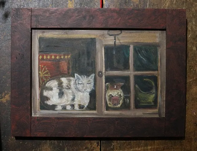 Cat in the Window Painting Charming