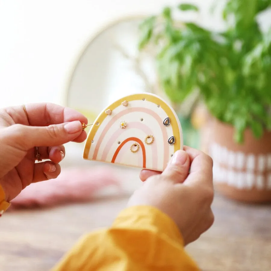Ceramic Rainbow Earring Holder