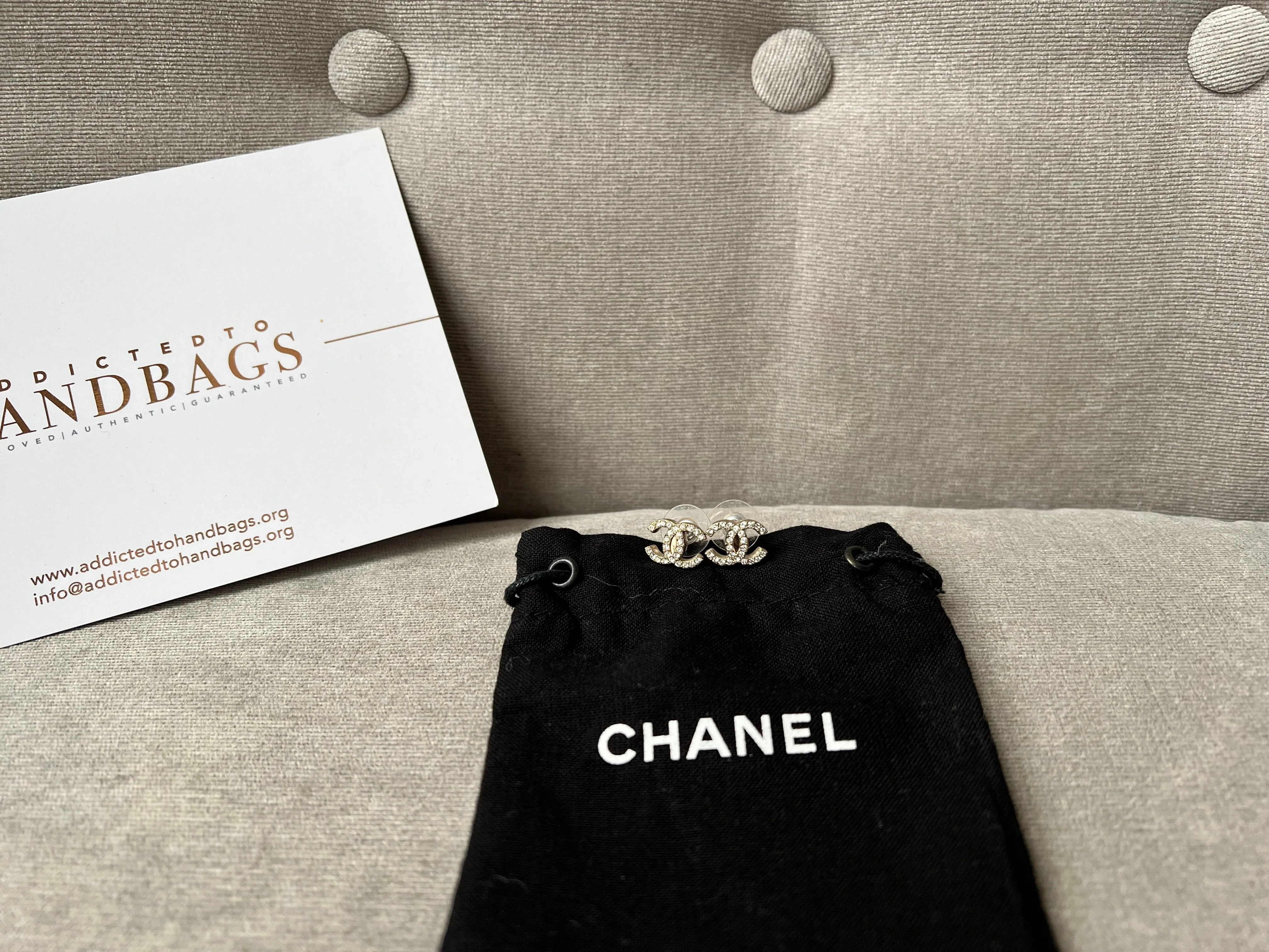 Chanel CC Crystal Stud Earrings