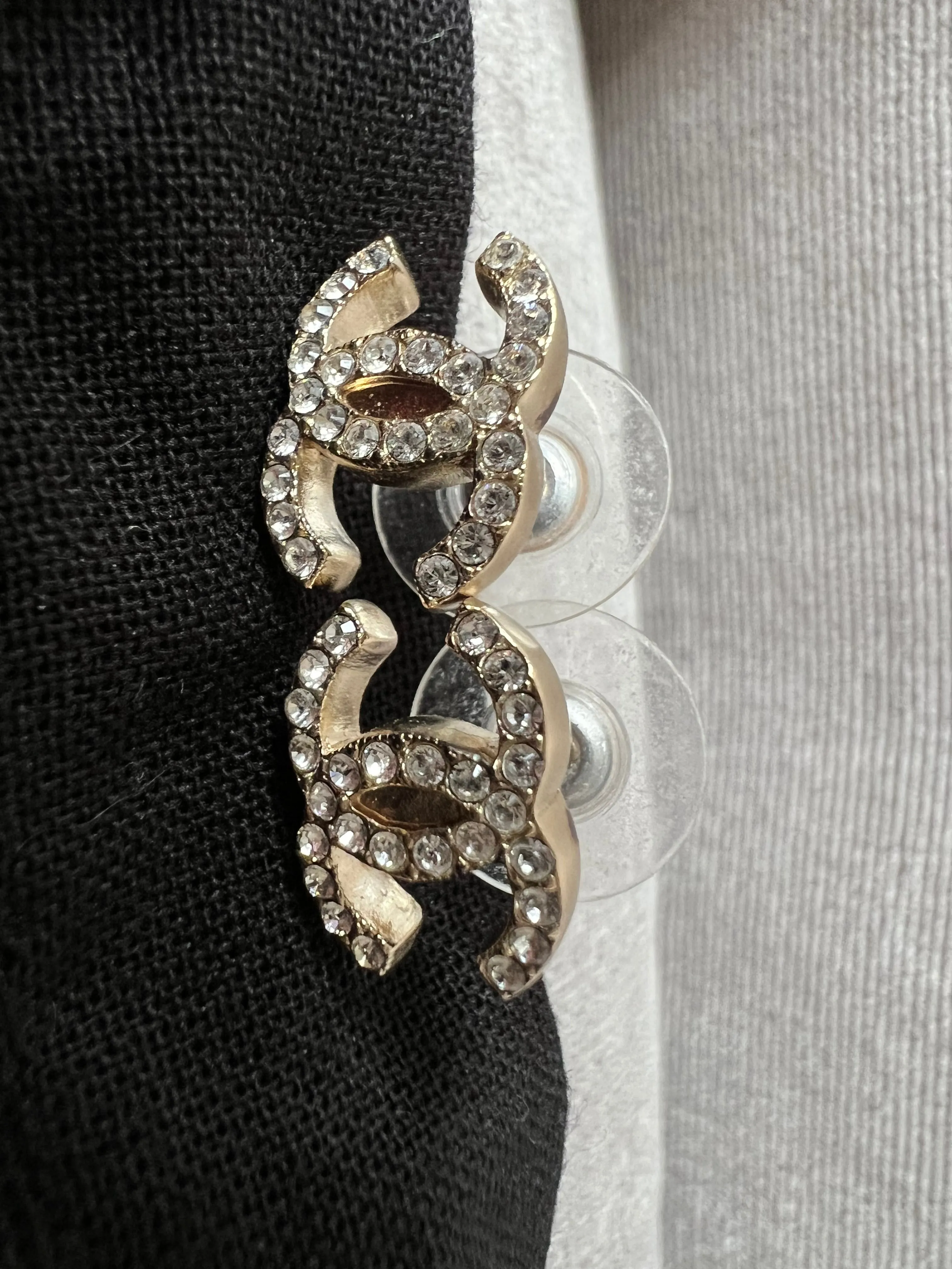 Chanel CC Crystal Stud Earrings
