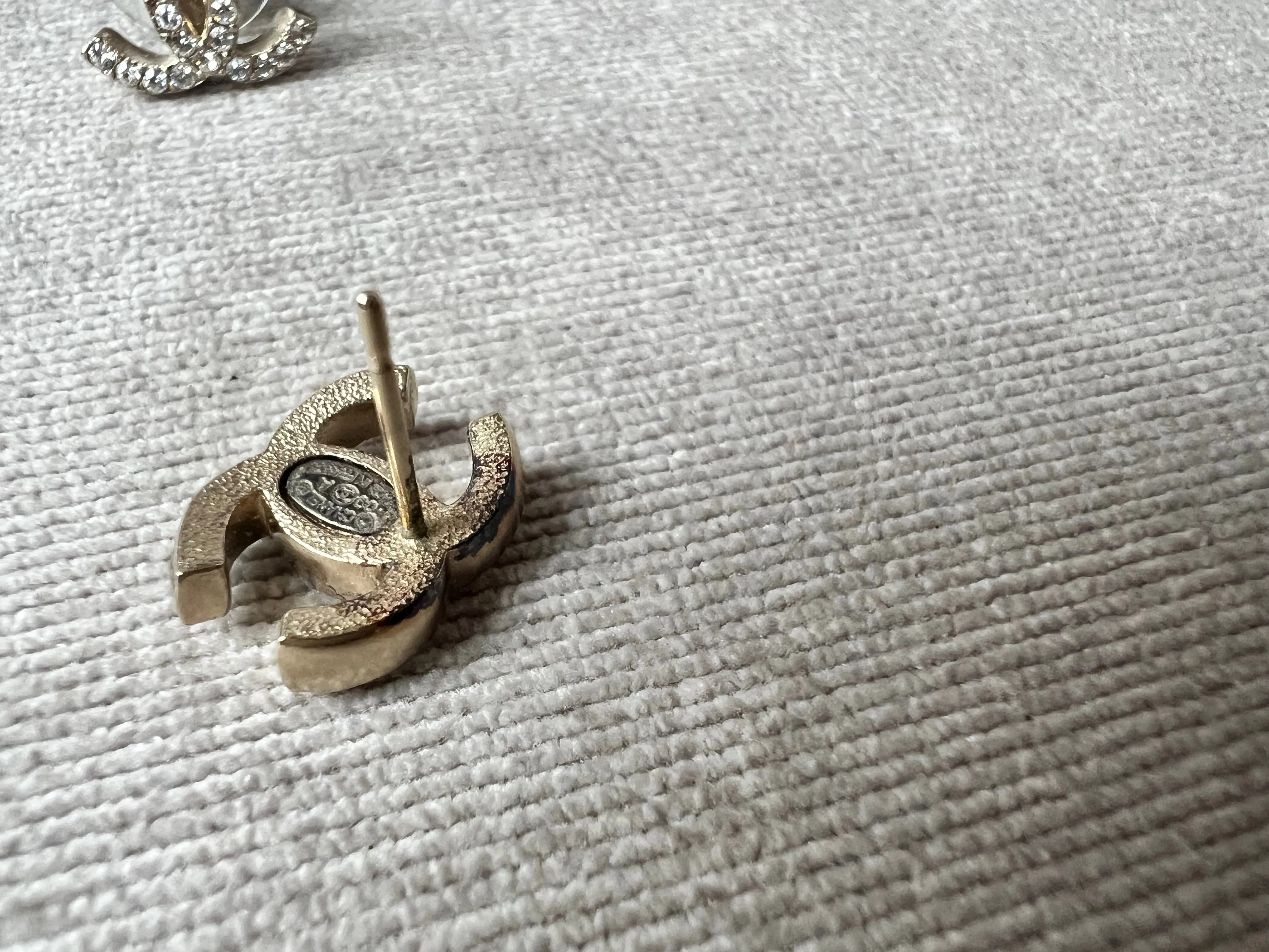 Chanel CC Crystal Stud Earrings