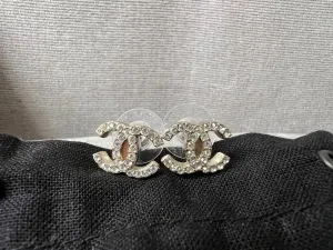 Chanel CC Crystal Stud Earrings