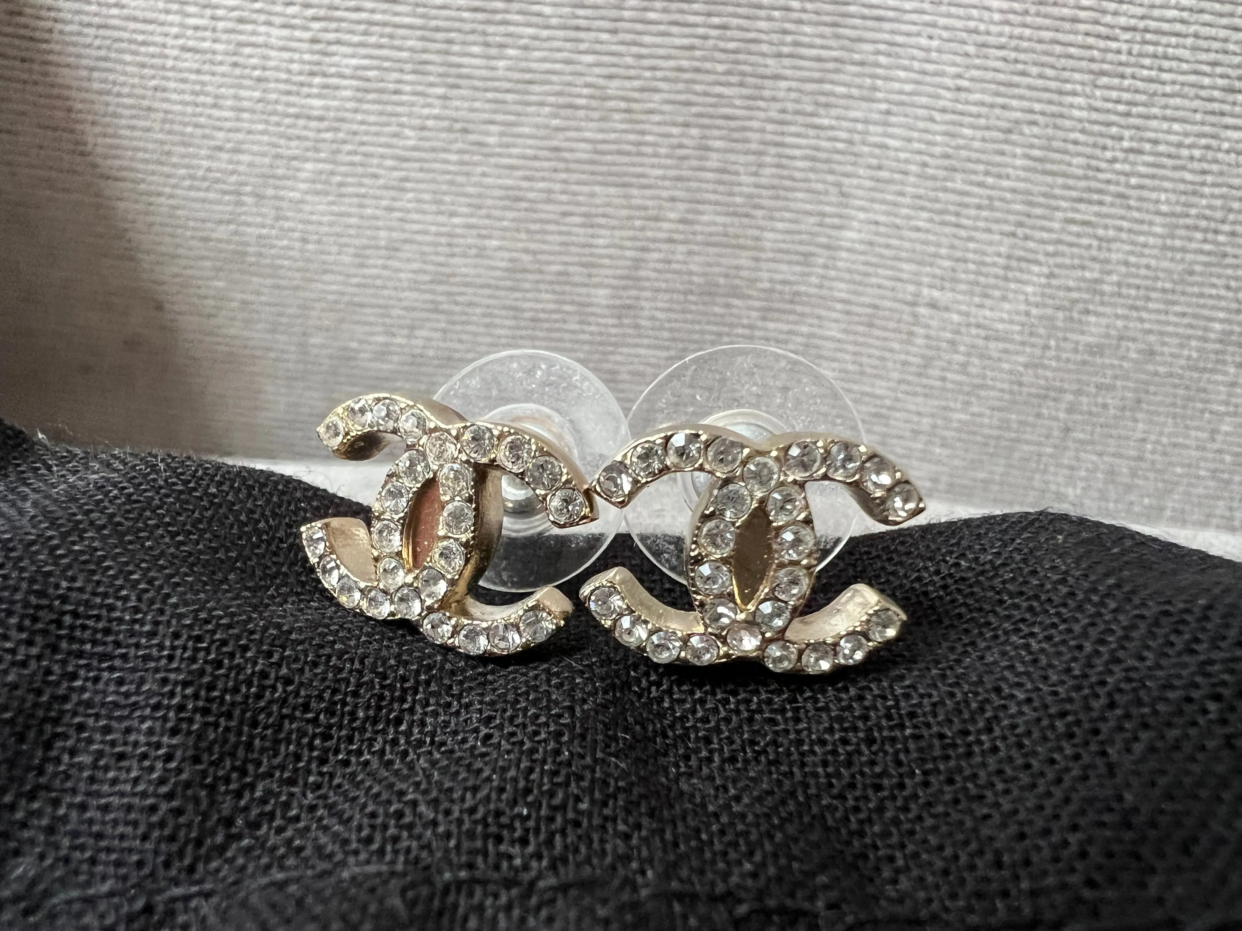 Chanel CC Crystal Stud Earrings
