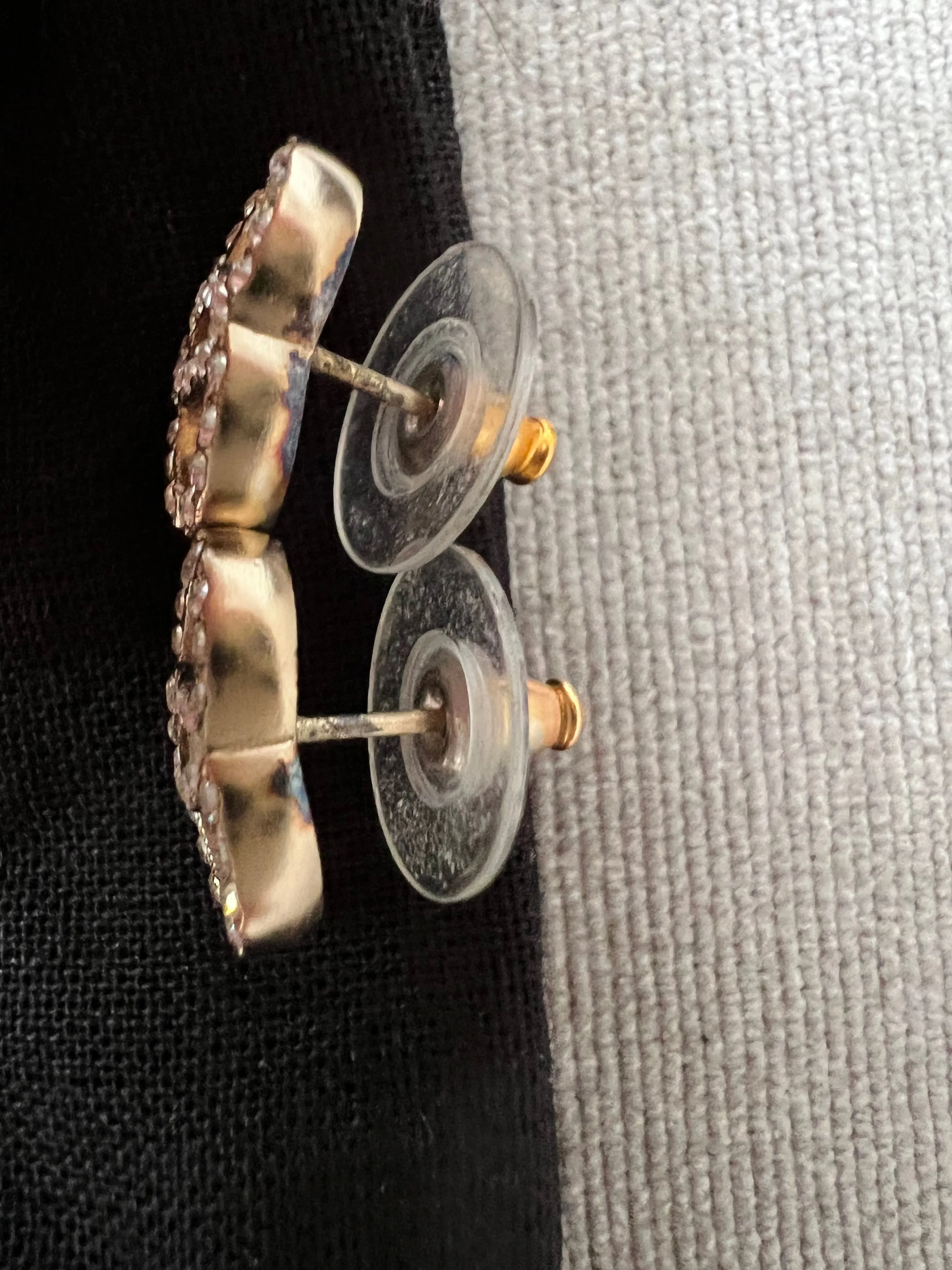 Chanel CC Crystal Stud Earrings