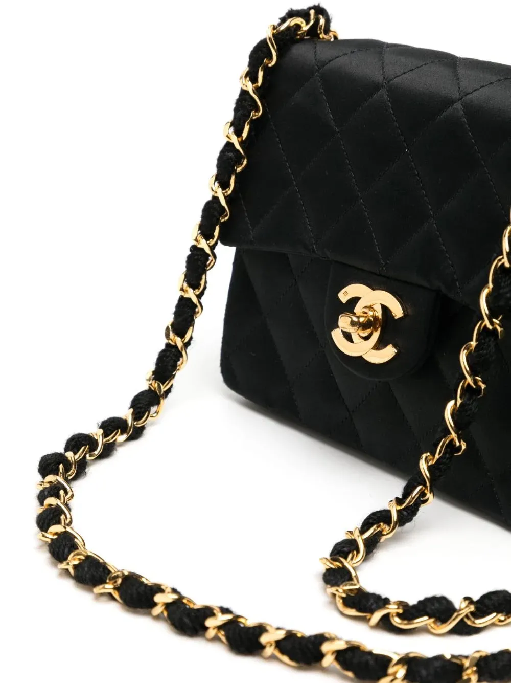 CHANEL CLASSIC QUILTED SATIN FLAP MINI SHOULDER BAG