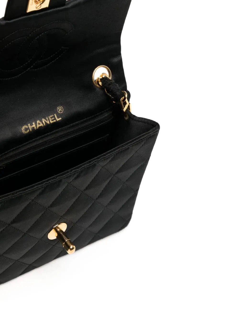 CHANEL CLASSIC QUILTED SATIN FLAP MINI SHOULDER BAG