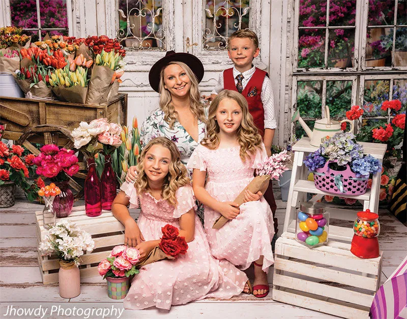 Charming Flower Shop Photography Backdrop