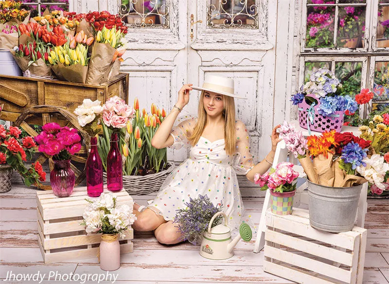 Charming Flower Shop Photography Backdrop