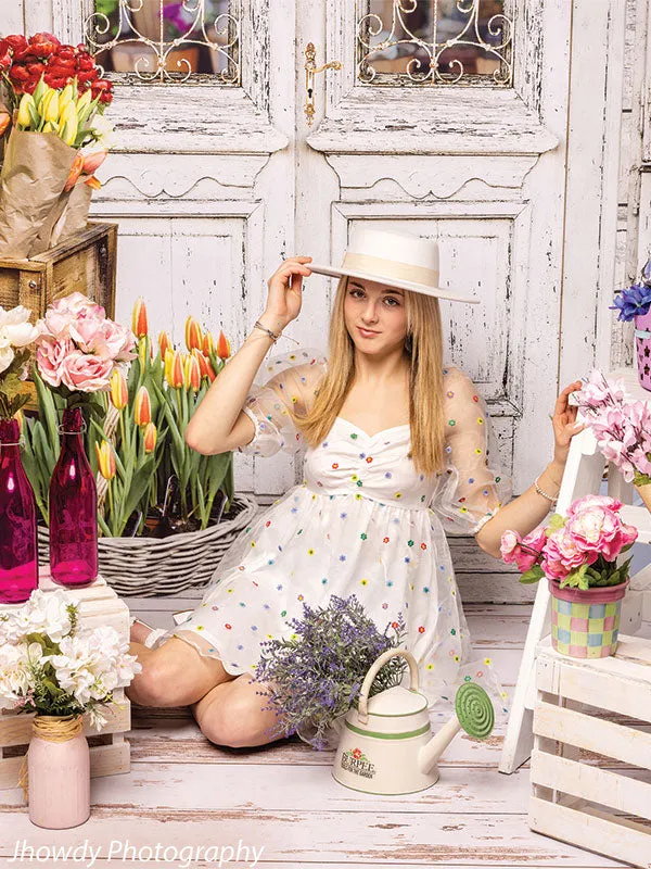 Charming Flower Shop Photography Backdrop