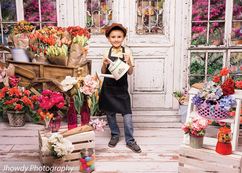 Charming Flower Shop Photography Backdrop