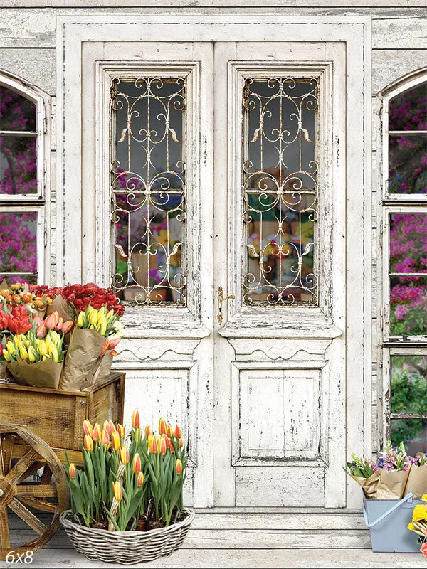 Charming Flower Shop Photography Backdrop