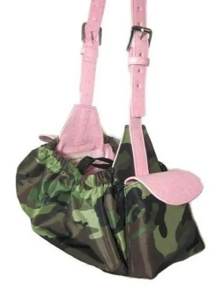 Classic Camouflage Sling Carrier with Leather Strap & Pocket Flap