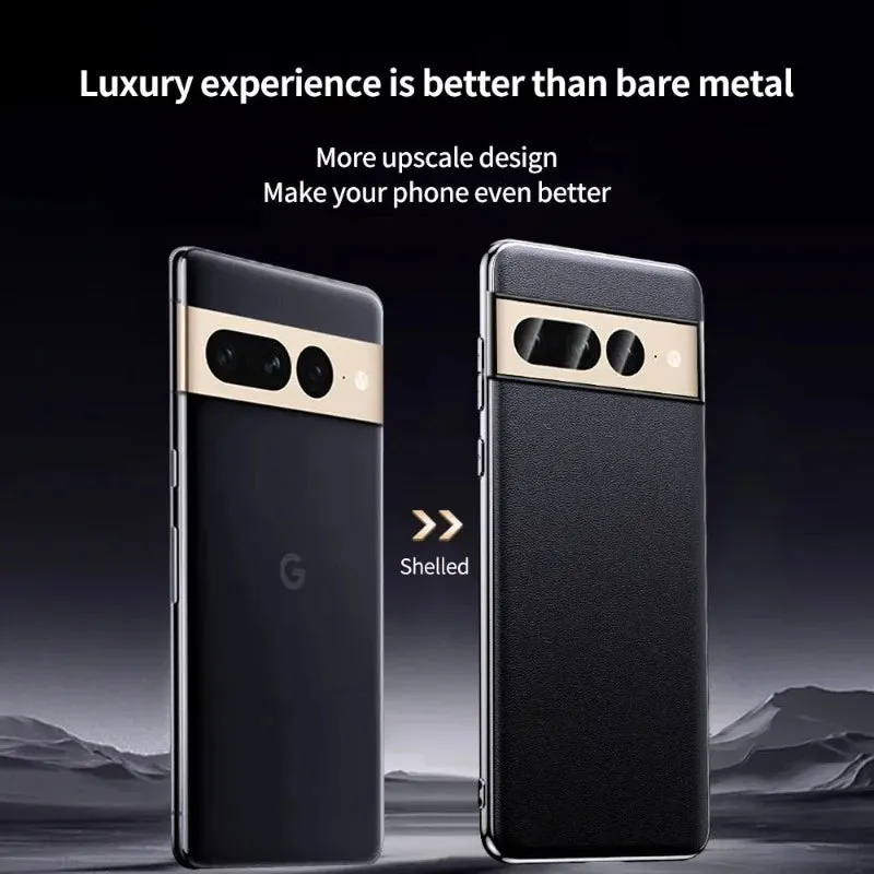 Cowhide Leather Plating Phone Case for Google Pixel 8 7