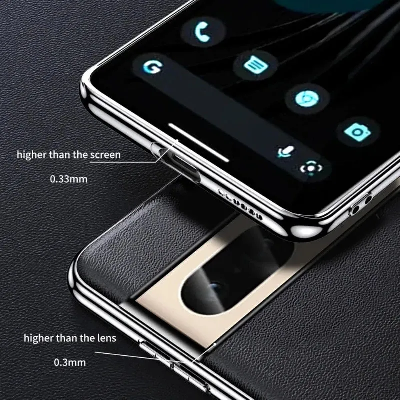 Cowhide Leather Plating Phone Case for Google Pixel 8 7
