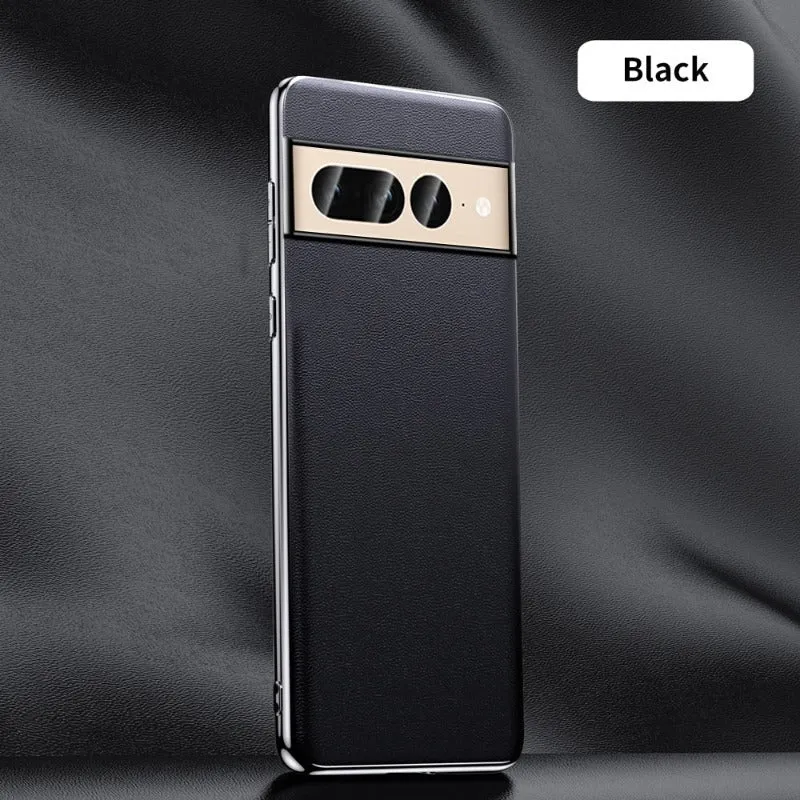 Cowhide Leather Plating Phone Case for Google Pixel 8 7