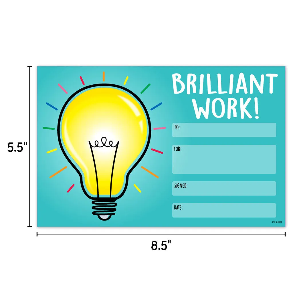 Creative Teaching Brilliant Work! Award, 8.5"w x 5.5"h, 30 Count (CTP 10663)