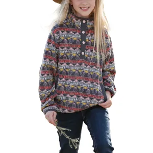 Cruel Denim Girl's Cactus Striped Printed Fleece Pullover CWK8250005
