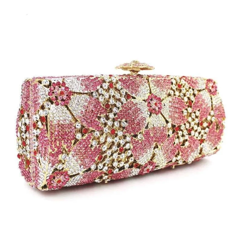 Crystal Flower Bridal Clutch Rhinestone Evening Bag